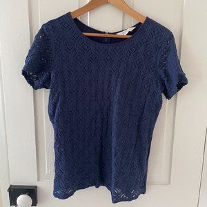 Market & Spruce dark blue short sleeve blouse size L